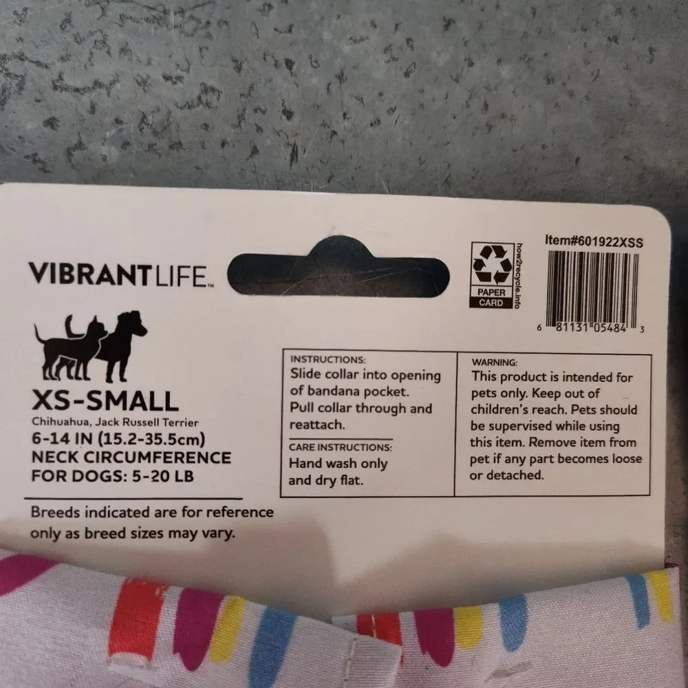 Vibrant Life 2 Packs Dog Pet Bandanas XS/S Slide Onto Collar